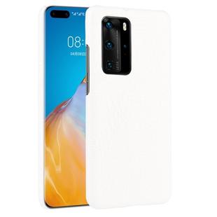 For Huawei P40 Pro Shockproof Crocodile Texture PC + PU Case(White)