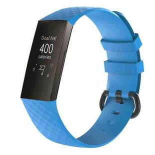Diamond Pattern Silicone Watch Band for Fitbit Charge 3 Small Size：190*18mm(Sky Blue)