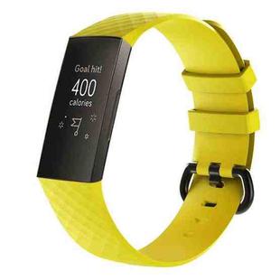 Diamond Pattern Silicone Watch Band for Fitbit Charge 3 Small Size：190*18mm(Yellow)