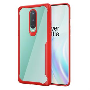 For OnePlus 8  Transparent PC + TPU Full Coverage Shockproof Protective Case(Red)
