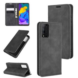 For Huawei Honor Play 4T Pro Retro-skin Business Magnetic Suction Leather Case with Holder & Card Slots & Wallet(Black)