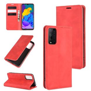 For Huawei Honor Play 4T Pro Retro-skin Business Magnetic Suction Leather Case with Holder & Card Slots & Wallet(Red)