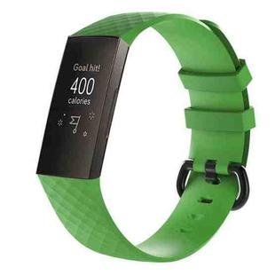 Diamond Pattern Silicone Watch Band for Fitbit Charge 4 Large Size:210*18mm(Green)