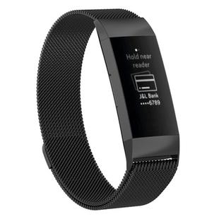 Stainless Steel Magnet Watch Band for FITBIT Charge  4 / 3，Small Size: 190x18mm(Black)