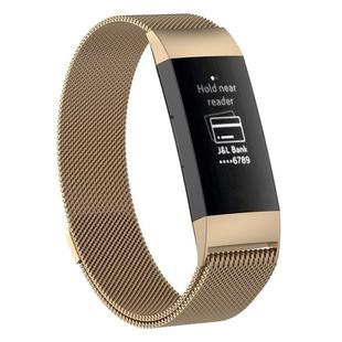 Stainless Steel Magnet Watch Band for FITBIT Charge  4 / 3，Small Size: 190x18mm(Champagne Gold)