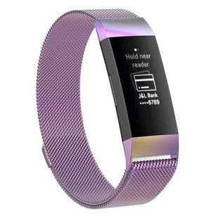 Stainless Steel Magnet Watch Band for FITBIT Charge  4 / 3，Small Size: 190x18mm(Colorful Light)