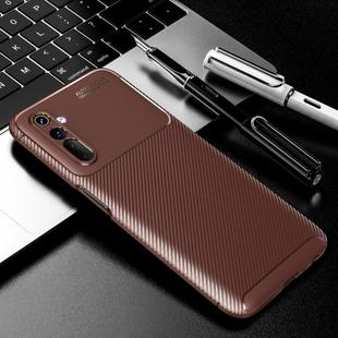 For OPPO Realme 6  Carbon Fiber Texture Shockproof TPU Case(Brown)