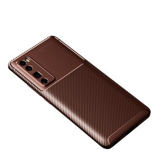 For Huawei Nova 7 Pro Carbon Fiber Texture Shockproof TPU Case(Brown)