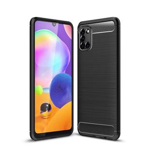For Galaxy A31 Brushed Texture Carbon Fiber TPU Case(Black)