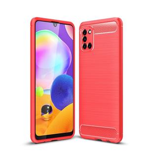 For Galaxy A31 Brushed Texture Carbon Fiber TPU Case(Red)