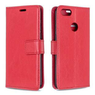 For Moto E6 Play Crazy Horse Texture Horizontal Flip Leather Case with Holder & Card Slots & Wallet & Photo Frame(Red)