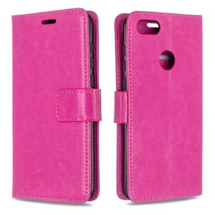 For Moto E6 Play Crazy Horse Texture Horizontal Flip Leather Case with Holder & Card Slots & Wallet & Photo Frame(Rose)