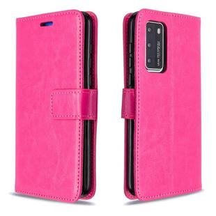 For Huawei P40 Crazy Horse Texture Horizontal Flip Leather Case with Holder & Card Slots & Wallet & Photo Frame(Rose)