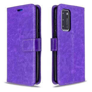 For Huawei P40 Crazy Horse Texture Horizontal Flip Leather Case with Holder & Card Slots & Wallet & Photo Frame(Purple)
