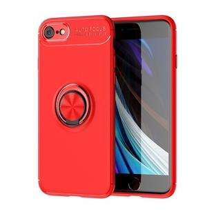 For iPhone SE 2022 / SE 2020 Metal Ring Holder 360 Degree Rotating TPU Case(Red+Red)