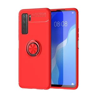 For Huawei Nova 7 SE  Metal Ring Holder 360 Degree Rotating TPU Case(Red+Red)