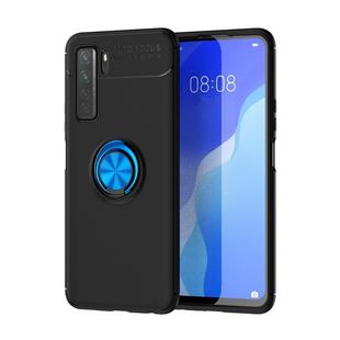 For Huawei Nova 7 SE  Metal Ring Holder 360 Degree Rotating TPU Case(Black+Blue)