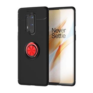 For Oneplus 8 Pro Metal Ring Holder 360 Degree Rotating TPU Case(Black+ Red)