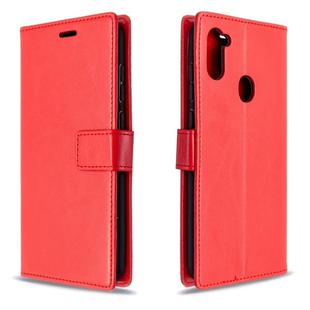 For Galaxy A11 Crazy Horse Texture Horizontal Flip Leather Case with Holder & Card Slots & Wallet & Photo Frame(Red)