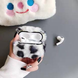 For Apple AirPods Pro Plush Bluetooth Headphone Protective Case(Leopard white)
