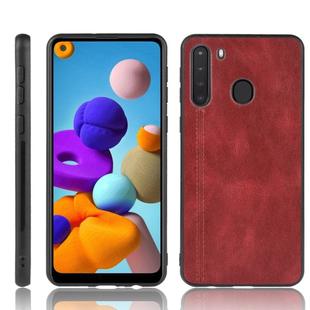 For Galaxy A21 Shockproof Sewing Cow Pattern Skin PC + PU + TPU Case(Red)