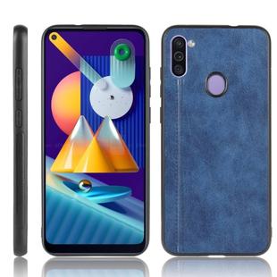 For Galaxy A11 Shockproof Sewing Cow Pattern Skin PC + PU + TPU Case(Blue)