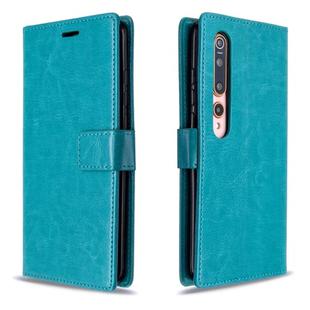 For xiaomi 10 Crazy Horse Texture Horizontal Flip Leather Case with Holder & Card Slots & Wallet & Photo Frame(Blue)