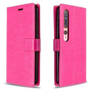 For xiaomi 10 Crazy Horse Texture Horizontal Flip Leather Case with Holder & Card Slots & Wallet & Photo Frame(Rose)