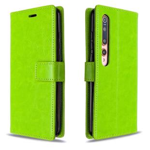 For xiaomi 10 Crazy Horse Texture Horizontal Flip Leather Case with Holder & Card Slots & Wallet & Photo Frame(Greed)