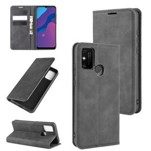 For Huawei Honor Play 9A Retro-skin Business Magnetic Suction Leather Case with Holder & Card Slots & Wallet(Black)
