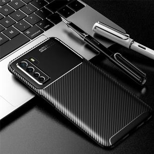 For Huawei Honor Nova 7 SE Carbon Fiber Texture Shockproof TPU Case(Black)