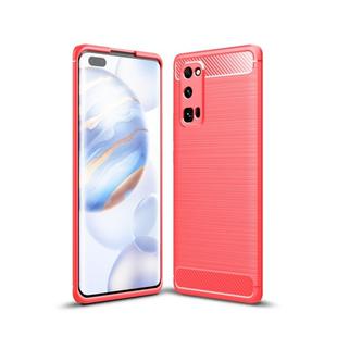 For Huawei Honor 30 Pro Brushed Texture Carbon Fiber TPU Case(Red)