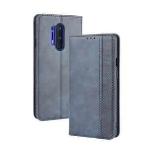For OnePlus 8 Pro Magnetic Buckle Retro Crazy Horse Texture Horizontal Flip Leather Case with Holder & Card Slots & Photo Frame(Blue)