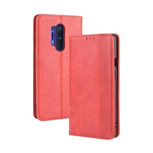 For OnePlus 8 Pro Magnetic Buckle Retro Crazy Horse Texture Horizontal Flip Leather Case with Holder & Card Slots & Photo Frame(Red)
