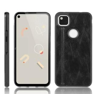 For Google Pixel 4a Shockproof Sewing Cow Pattern Skin PC + PU + TPU Case(Black)