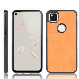 For Google Pixel 4a Shockproof Sewing Cow Pattern Skin PC + PU + TPU Case(Orange)