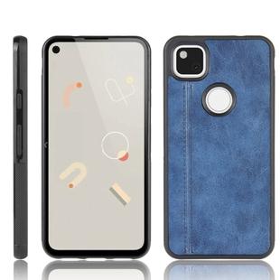 For Google Pixel 4a Shockproof Sewing Cow Pattern Skin PC + PU + TPU Case(Blue)