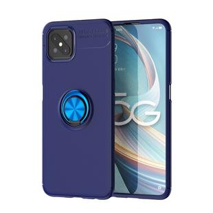 For OPPO A92s Metal Ring Holder 360 Degree Rotating TPU Case(Blue+Blue)
