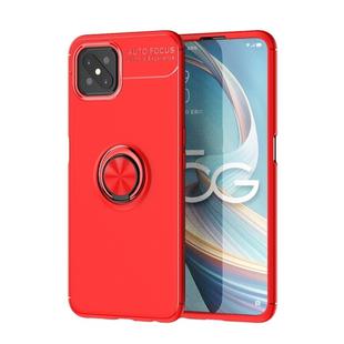 For OPPO A92s Metal Ring Holder 360 Degree Rotating TPU Case(Red+Red)