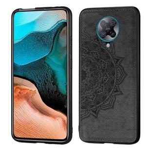 For Xiaomi Redmi K30 Pro  Mandala Embossed Cloth Cover PC + TPU Mobile Phone Case with Magnetic Function and Hand Strap(Black)
