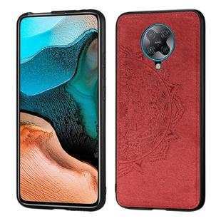 For Xiaomi Redmi K30 Pro  Mandala Embossed Cloth Cover PC + TPU Mobile Phone Case with Magnetic Function and Hand Strap(Red)