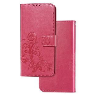 For Motorola Moto G8 Power Lite Lucky Clover Pressed Flowers Pattern Leather Case with Holder & Card Slots & Wallet & Hand Strap(Rose)