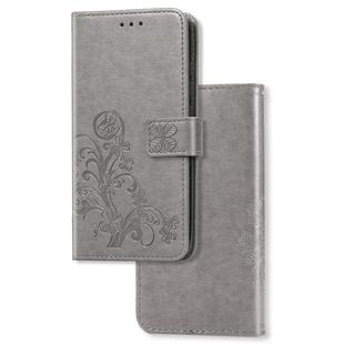 For Galaxy A71 5G Lucky Clover Pressed Flowers Pattern Leather Case with Holder & Card Slots & Wallet & Hand Strap(Gray)