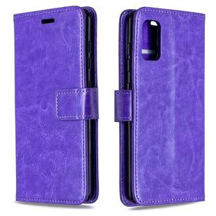 For Galaxy A41 Crazy Horse Texture Horizontal Flip Leather Case with Holder & Card Slots & Wallet & Photo Frame(Purple)