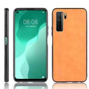 For Huawei Nova 7 SE Shockproof Sewing Cow Pattern Skin PC + PU + TPU Case(Orange)