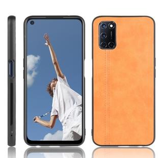For Oppo A52 Shockproof Sewing Cow Pattern Skin PC + PU + TPU Case(Orange)