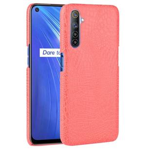 For Oppo Realme 6 Shockproof Crocodile Texture PC + PU Case(Red)