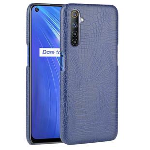 For Oppo Realme 6 Shockproof Crocodile Texture PC + PU Case(Blue)