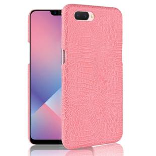 For Oppo A12e Shockproof Crocodile Texture PC + PU Case(Pink)