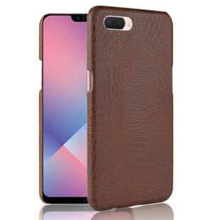 For Oppo A12e Shockproof Crocodile Texture PC + PU Case(Brown)